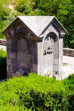 Small building of the Monastery of Geghard, unique architectural construction Stock Photos