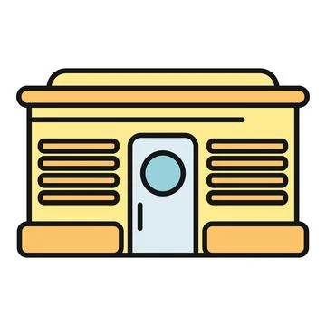 Small building shop cafe storefront flat design icon Stock Illustration
