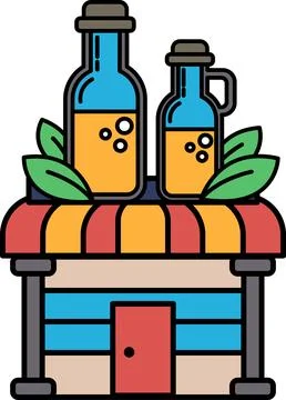 A small building with two bottles on top of it Ilustración de archivo