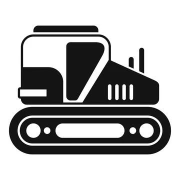 Small bulldozer excavator digging machine with cabin icon Stock Illustration