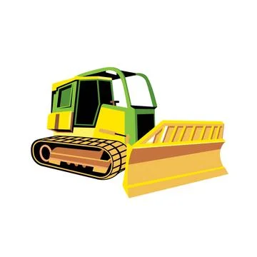 Small Bulldozer or excavator simple style  vector illustration Stock Illustration