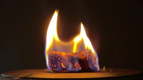 Small Bundle of Kindling Burning With Quiet Crackling and Flickering Hiss Stock Footage 329167210