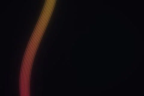 A small bundle of parallel orange, gold and red light lines bends down the .. Иллюстрация
