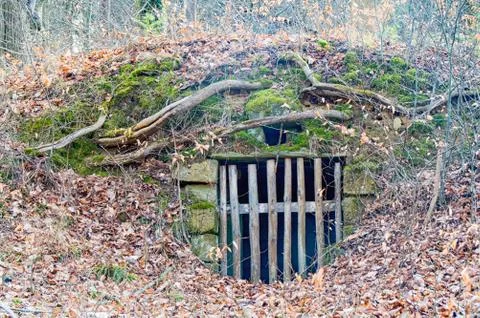 Small bunker in the middle of the forest Stock Photos
