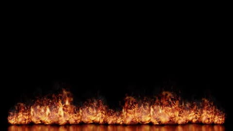 Small Burning Fire Flames at the Bottom with Reflection Stock Footage 332621365