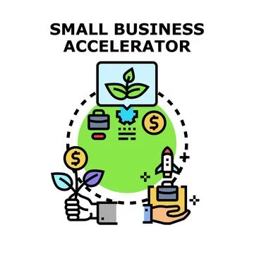 Small business accelerator concept promoting startup development growth Stock Illustration