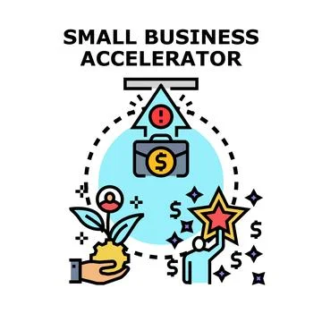 Small business accelerator program assisting startup growth Stock Illustration