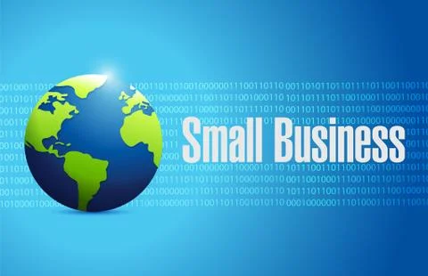 Small business binary globe sign concept Illustrazione stock