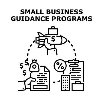 Small business guidance programs offering startup financing support Stock Illustration