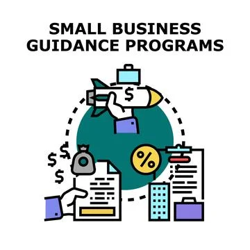 Small business guidance programs offering startup financing support Stock Illustration