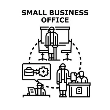 Small business office team collaborating and developing strategy Stock Illustration