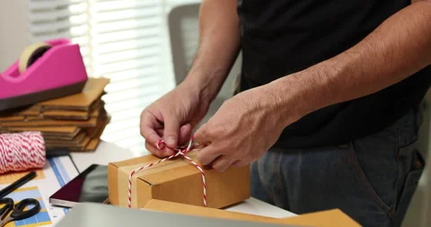 Small business owner preparing customer orders Video stock 342334742