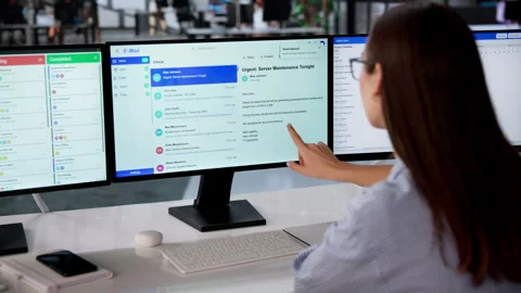 Small Business Owner Working On Computer, Checking Email Stock Footage 333399521