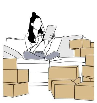 Small business owners packaging orders vector art. Stock Illustration