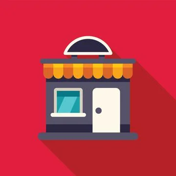 Small business storefront building facade with awning illustration Ilustración de archivo