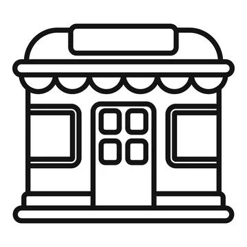Small business storefront building facade with awning icon Stock Illustration