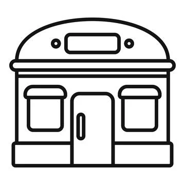 Small business storefront building facade drawing with rounded roof Ilustración de archivo