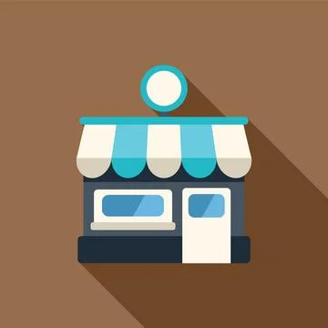Small business storefront facade with awning and blank sign Stock Illustration