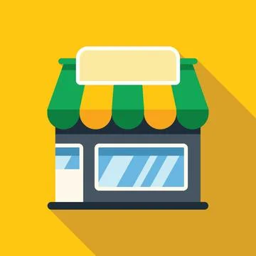 Small business storefront facade with awning and blank sign for branding Stock Illustration