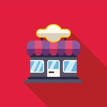 Small business storefront facade with awning and blank sign for branding Stock Illustration