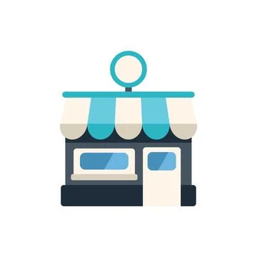 Small business storefront facade with awning and blank sign Stock Illustration
