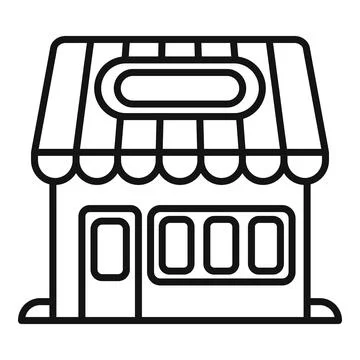 Small business storefront facade with striped awning and blank sign for branding Stock Illustration