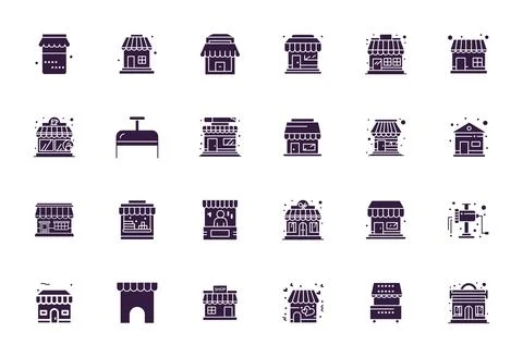 Small Business Vector Icon Repository containing 24 Filled High Resolution .. Stock Illustration