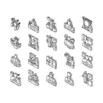 Small Business Worker Occupation isometric icons set vector Illustrazione stock
