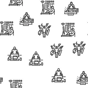Small Business Worker Occupation Vector Seamless Pattern Stockillustratie