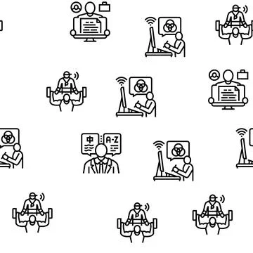 Small Business Worker Occupation Vector Seamless Pattern 스톡 일러스트