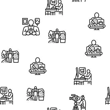 Small Business Worker Occupation Vector Seamless Pattern 스톡 일러스트