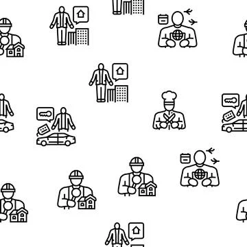 Small Business Worker Occupation Vector Seamless Pattern Stockillustratie