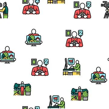 Small Business Worker Occupation Vector Seamless Pattern イラスト素材
