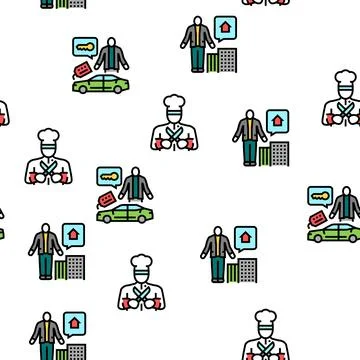 Small Business Worker Occupation Vector Seamless Pattern Stockillustratie