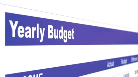 Small business year budget document, accounting financial information net income Stock Footage 113560664