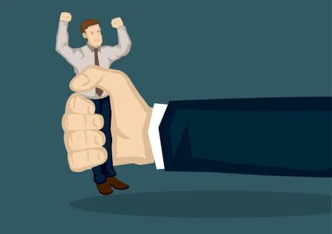 Small Businessman Gets Squeezed Vector Illustration Stock Illustration