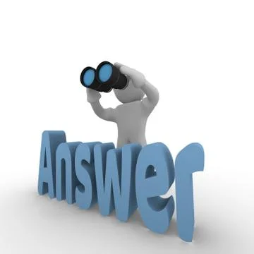 Small businessman with the word answer Illustrazione stock