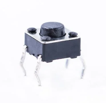 Small button for electronic devices and arduino kits isolated on white Stock Photos