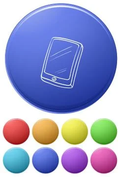 Small buttons and a big button with a cellphone Illustrazione stock
