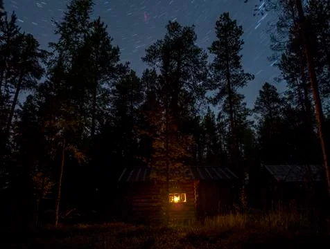 Small cabin at Pecora river Stock Photos