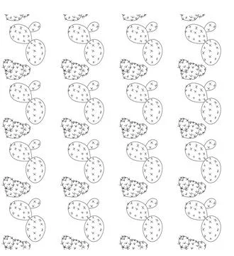 Small cactus with branches and big flat cactus with branches in doodle styl.. Stock Illustration