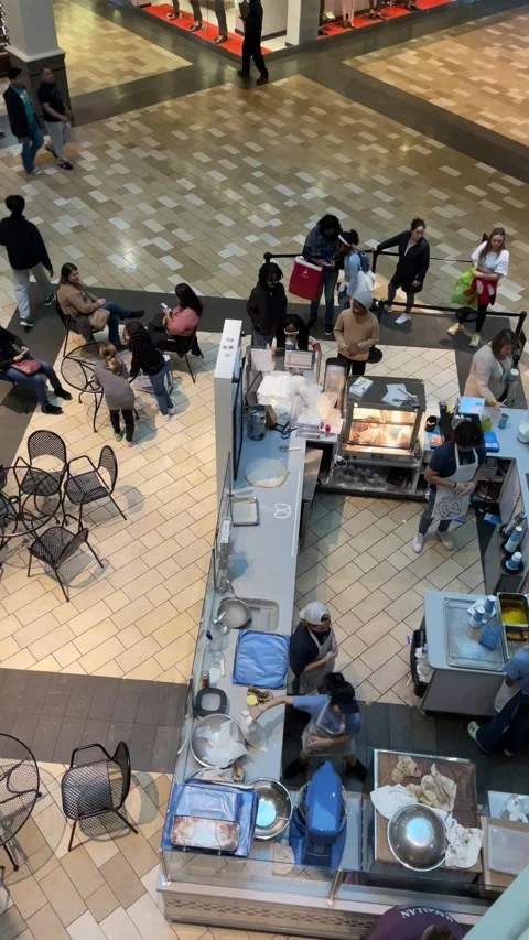 Small Cafe. Top View Of The Mall. Service Sector. Vídeos de archivo 229882868