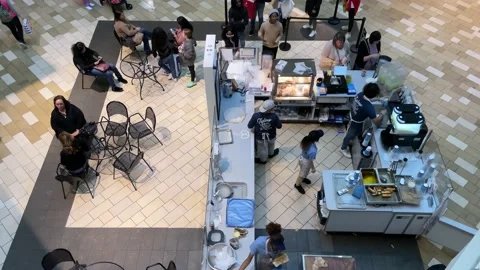 Small Cafe. Top View Of The Mall. Service Sector. Vídeos de archivo 229882909