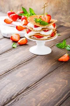 Small cake made of pancakes Stock Photos