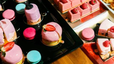 Small cakes with different stuffing Stock Photos