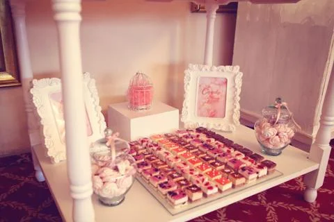 Small cakes on table Stock Photos