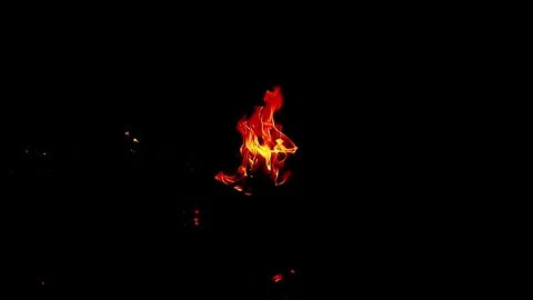 Small camp fire - fire and flames - isolated on black background - 4K Video Video stock 265137946