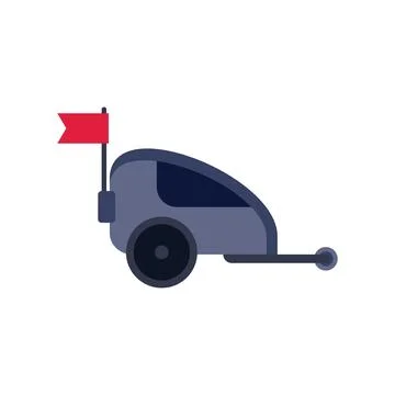 Small camper trailer with red flag waving in the wind Stock Illustration