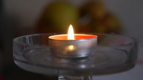 Small candle burning Stock Footage 87647039