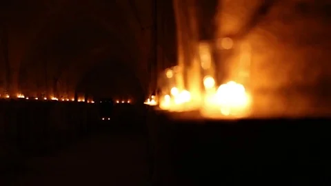Small candle in a glass Stock Footage 77265304